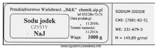 Z etykiety wynika, że dany związek mógł 