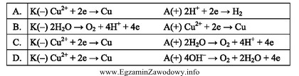 Które z przedstawionych reakcji zachodzą na elektrodach platynowych podczas 