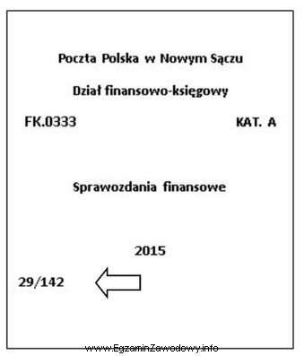 Element oznaczenia teczki aktowej, wskazany strzałką wpisuje