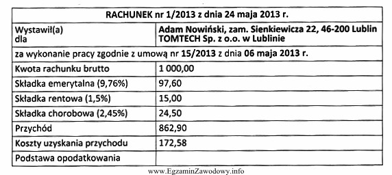 W oświadczeniu do umowy zlecenia zleceniobiorca oświadczył, ż