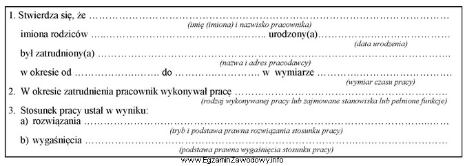 Zamieszczony fragment formularza służy do sporządzenia