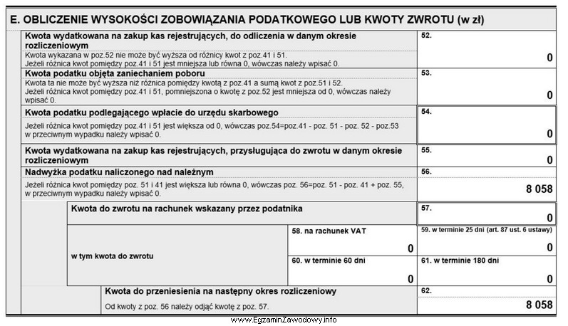 Wykazana w części E deklaracji VAT-7 za maj 