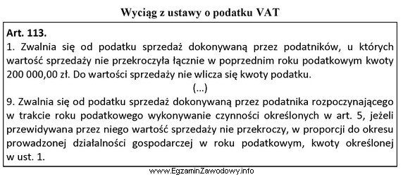 Ustal limit uprawniający do zwolnienia z podatku VAT dla 