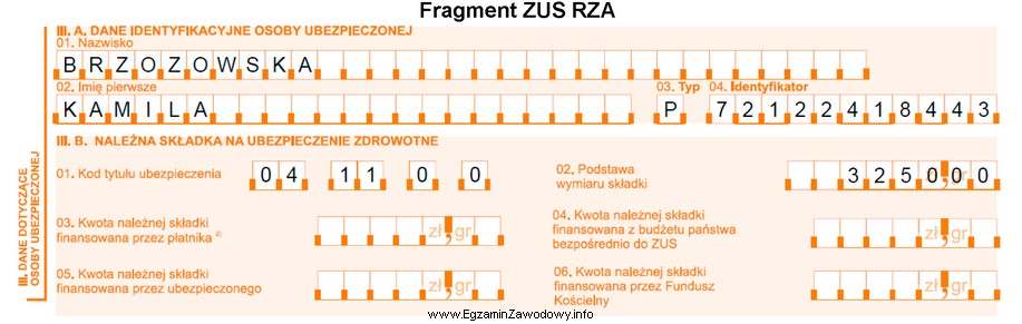 Na podstawie fragmentu ZUS RZA Imienny raport miesięczny o 