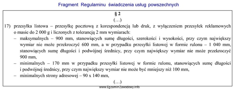 Na podstawie fragmentu regulaminu świadczenia usług powszechnych okreś