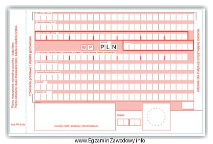 Na formularzu polecenia przelewu nie umieszcza się