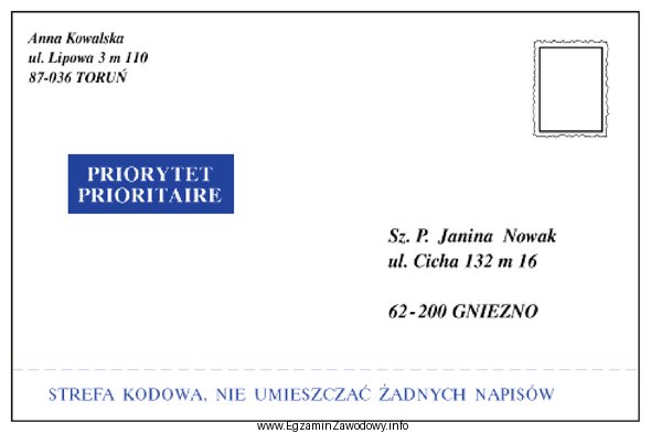 Klient, wysyłając przedstawioną na rysunku przesyłkę, korzysta 