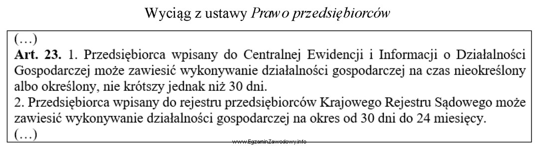 Który przedsiębiorca, zgodnie z przytoczonym przepisem, może 