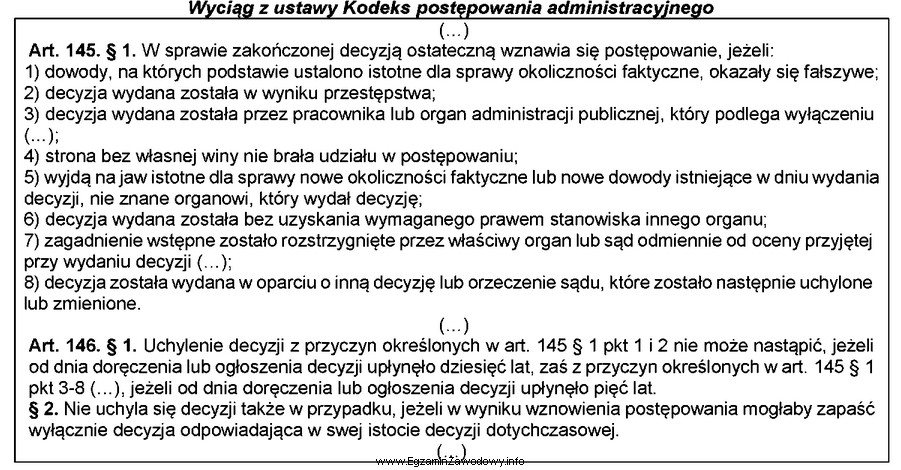 Organ prowadzący sprawę o wznowienie postępowania, w zwią