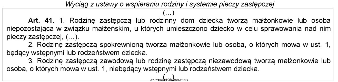 Zgodnie z przytoczonym przepisem spokrewnioną rodziną zastępczą dla dziecka 