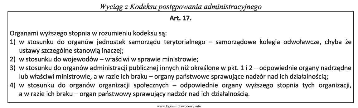 Zgodnie z przytoczonymi przepisami Kodeksu postępowania administracyjnego organem wyż