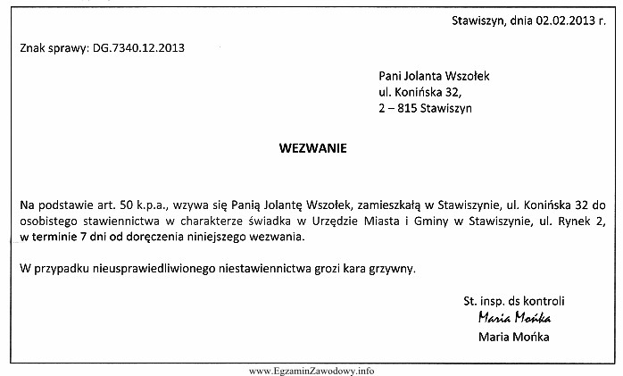 W przestawionym wezwaniu brakuje m.in. wymaganego przez przepisy Kodeksu 