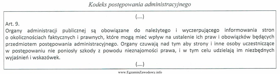 Którą zasadę postępowania administracyjnego wyraża przytoczony przepis?