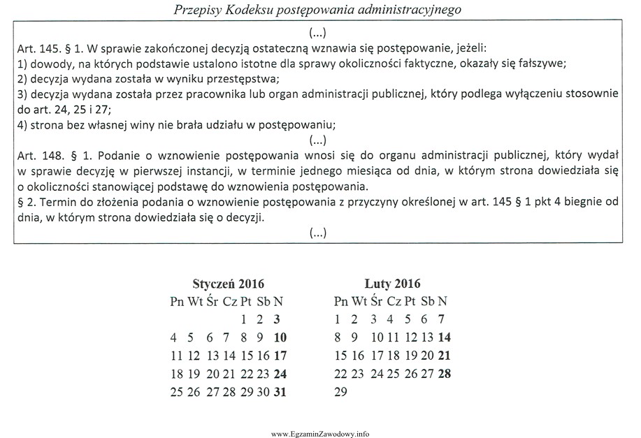 Dnia 04.01.2016 r. Anna dowiedziała się o decyzji wydanej w 