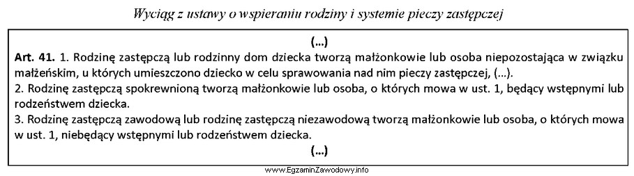 Zgodnie z przytoczonym przepisem spokrewnioną rodziną zastępczą dla dziecka 