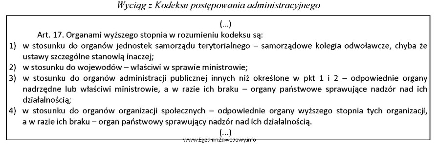 W świetle przytoczonego przepisu organem wyższego stopnia w 