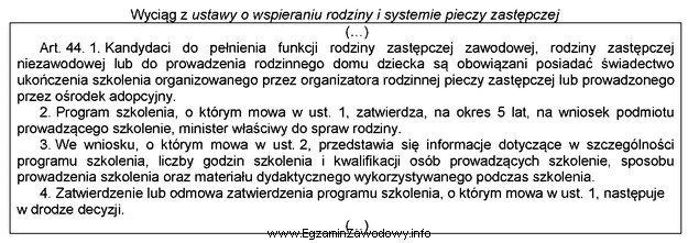 Zgodnie z zamieszczonym przepisem odmowa zatwierdzenia programu szkolenia dla kandydató