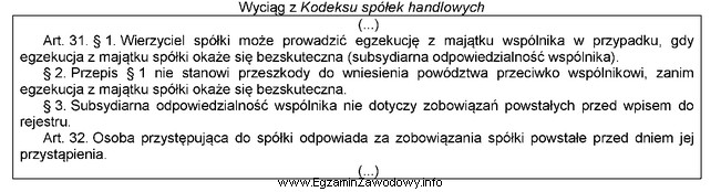 Zgodnie z przedstawionym wyciągiem z ustawy <i>Kodeks spó