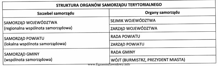 W tabeli przedstawiono strukturę organów samorządu terytorialnego w 