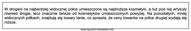 Którą zasadę prezentacji towarów przestawia zamieszczony opis?