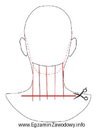 Na rysunku przedstawione jest strzyżenie włosów w 