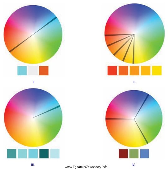 Który schemat koła barw ilustruje dobór koloró