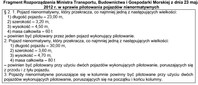 Zgodnie z przedstawionym fragmentem rozporządzenia pojazd nienormatywny o dł