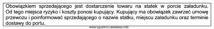 Której formuły handlowej Incoterms 2020 dotyczy opis w tabeli?