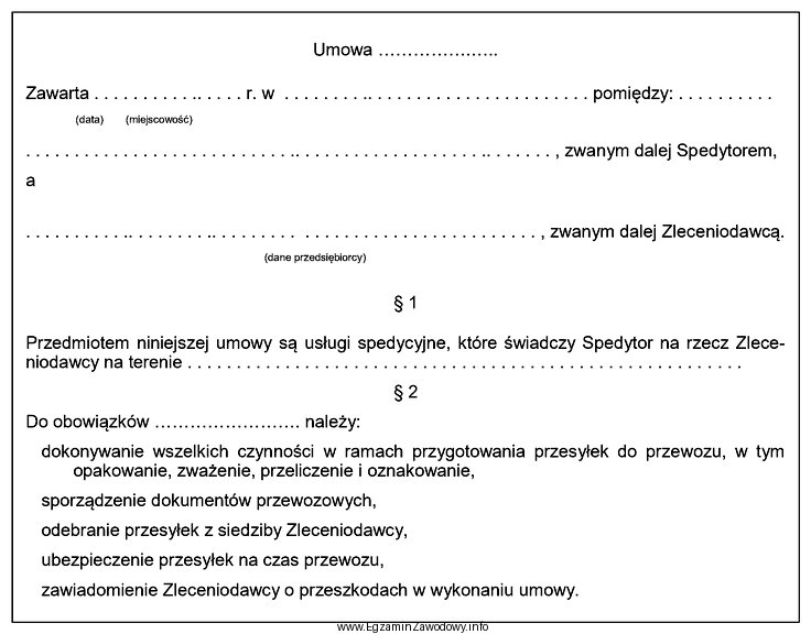 Przedstawionym fragmentem dokumentu jest umowa