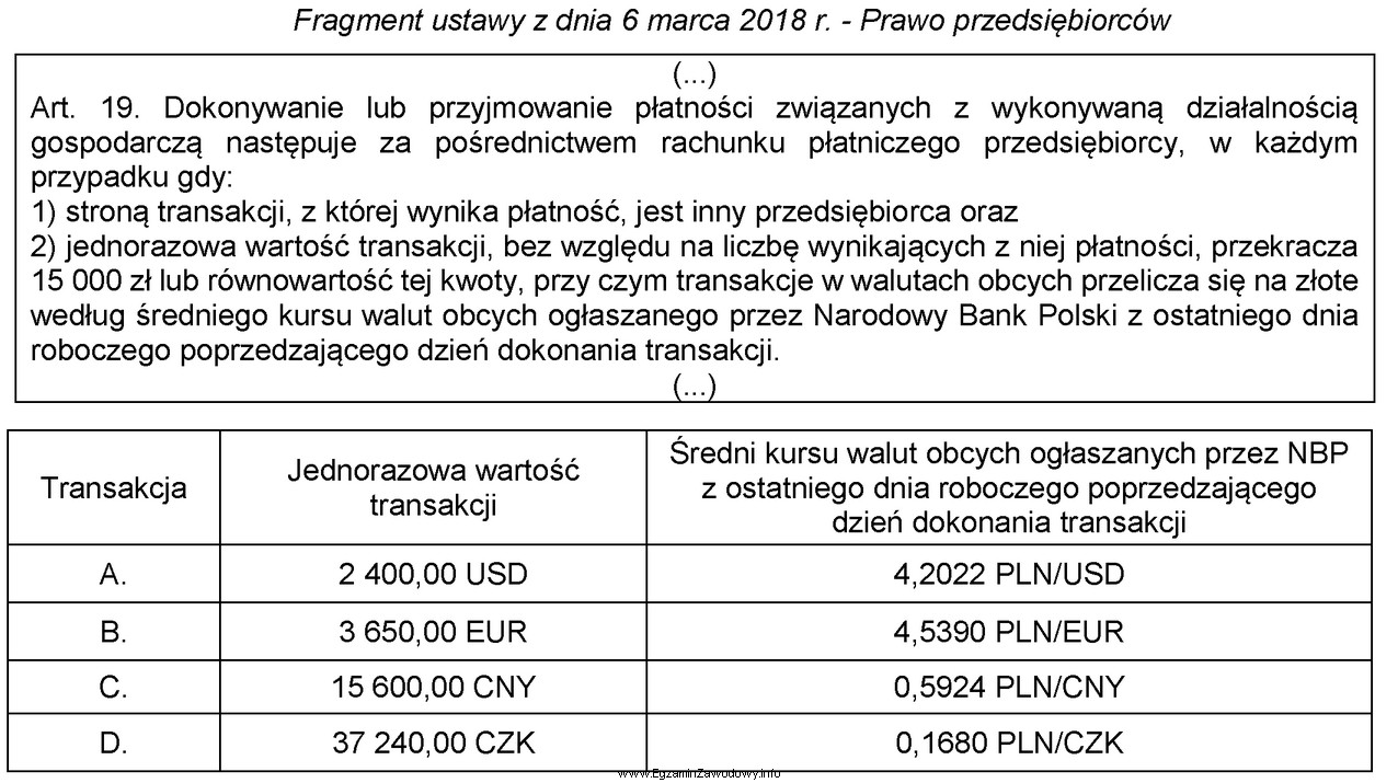 Która transakcja, zgodnie z zamieszczonym fragmentem ustawy Prawo przedsię