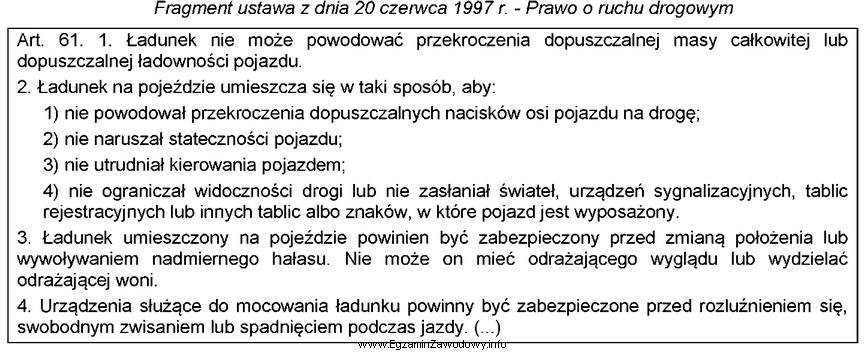 Zgodnie z przedstawionym fragmentem ustawy Prawo o ruchu drogowym ł