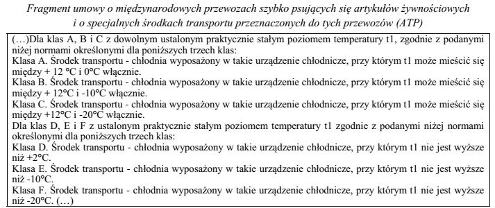 Na podstawie zamieszczonego fragmentu umowy, określ klasy środkó