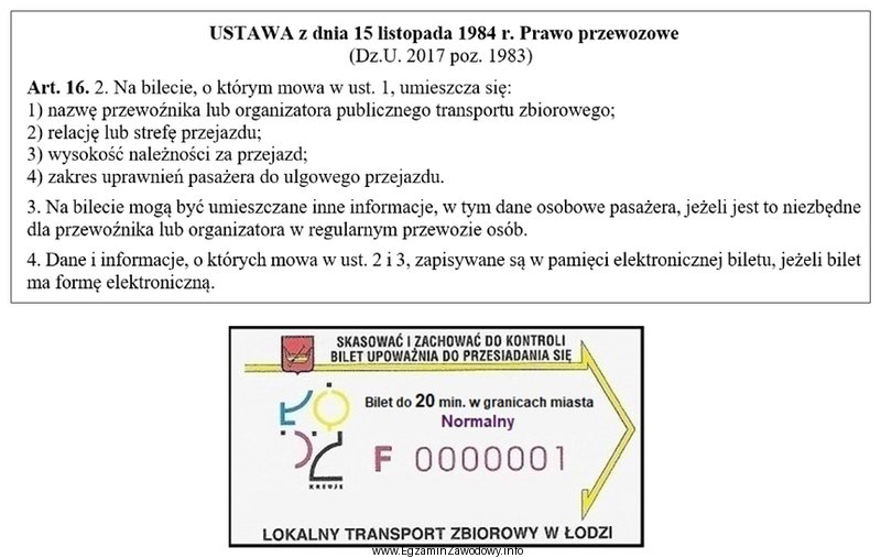 Której informacji zgodnie z Ustawą Prawo przewozowe brakuje na 