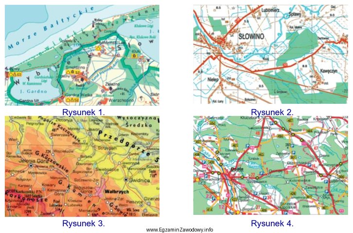 Który rysunek przedstawia fragment mapy samochodowej?