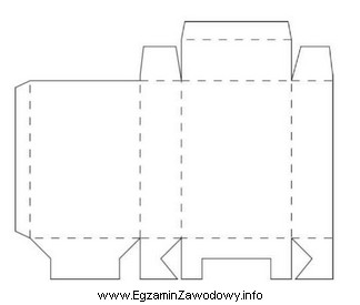 Na zamieszczonym projekcie siatki opakowania linią przerywaną przedstawiono
