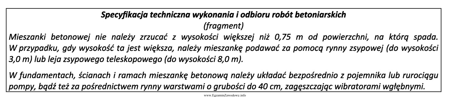 Na podstawie przedstawionego fragmentu specyfikacji technicznej wskaż maksymalną wysokość, 