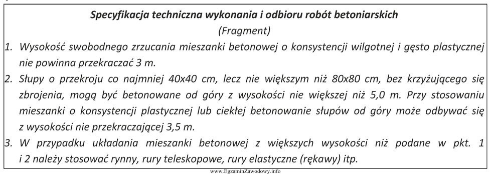 Korzystając z informacji zawartych we fragmencie specyfikacji technicznej wykonania 