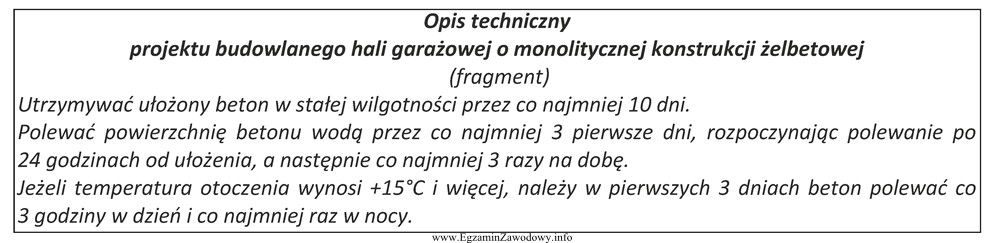 Na podstawie przedstawionego fragmentu opisu technicznego określ, po jakim 