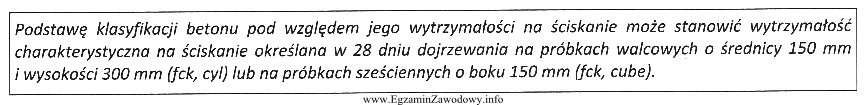 Na podstawie fragmentu opisu z normy PN-EN 206-1 