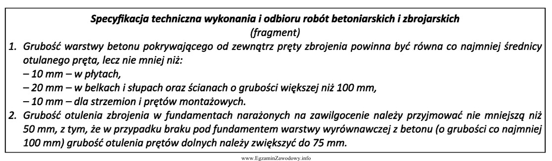 Z przedstawionego fragmentu specyfikacji technicznej wykonania i odbioru robót 