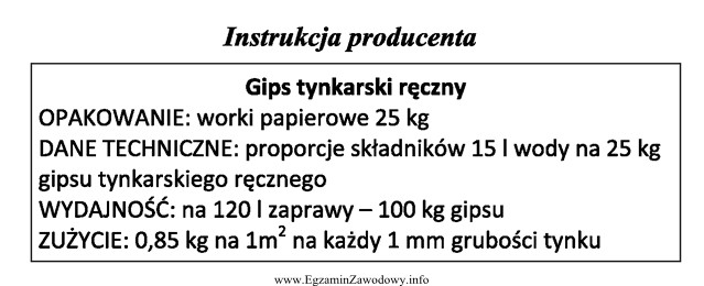 Korzystając z instrukcji producenta, określ liczbę worków 