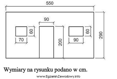 Oblicz powierzchnię ściany przedstawionej na rysunku wiedząc, ż