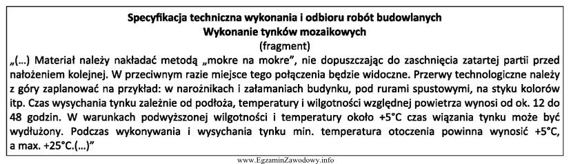 Na podstawie fragmentu specyfikacji technicznej określ, w których 