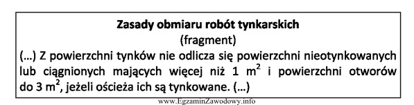 Zgodnie z Zasadami obmiaru robót tynkarskich podczas obmiaru tynku 