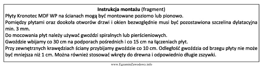 Na podstawie przedstawionej instrukcji montażu płyt Kronotec MDF 