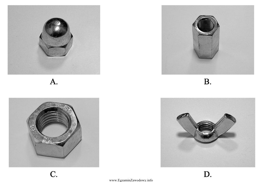 Na którym rysunku przedstawiono nakrętkę kołpakową?