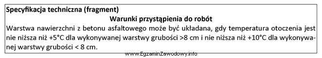 Na podstawie zamieszczonego fragmentu specyfikacji technicznej wykonania i odbioru robó