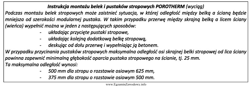 Na podstawie przedstawionego wyciągu z instrukcji montażu wskaż 