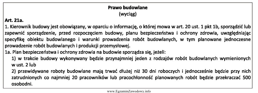 Zgodnie z przepisami, kierownik budowy zobowiązany jest do sporzą