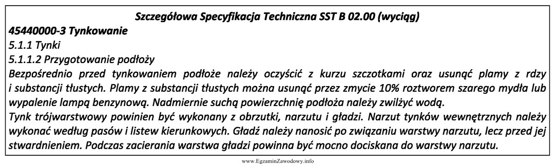 Zgodnie z przedstawionym wyciągiem ze Szczegółowej Specyfikacji 